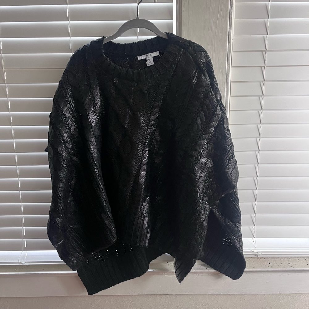 Black textured poncho sweater